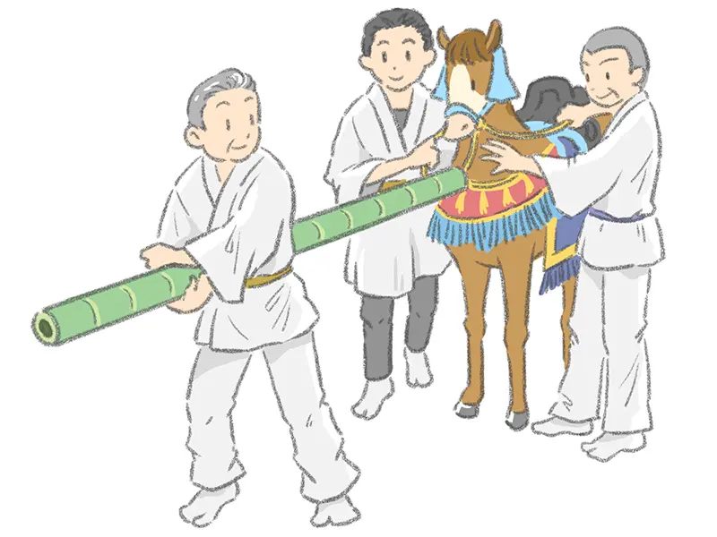 千葉県君津市人見神社神馬奉納　例大祭当日の神馬の形
