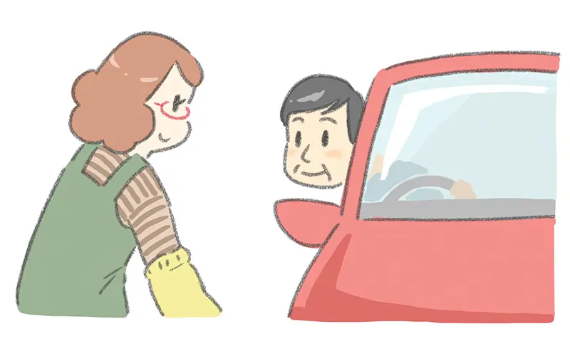 車越しに話す