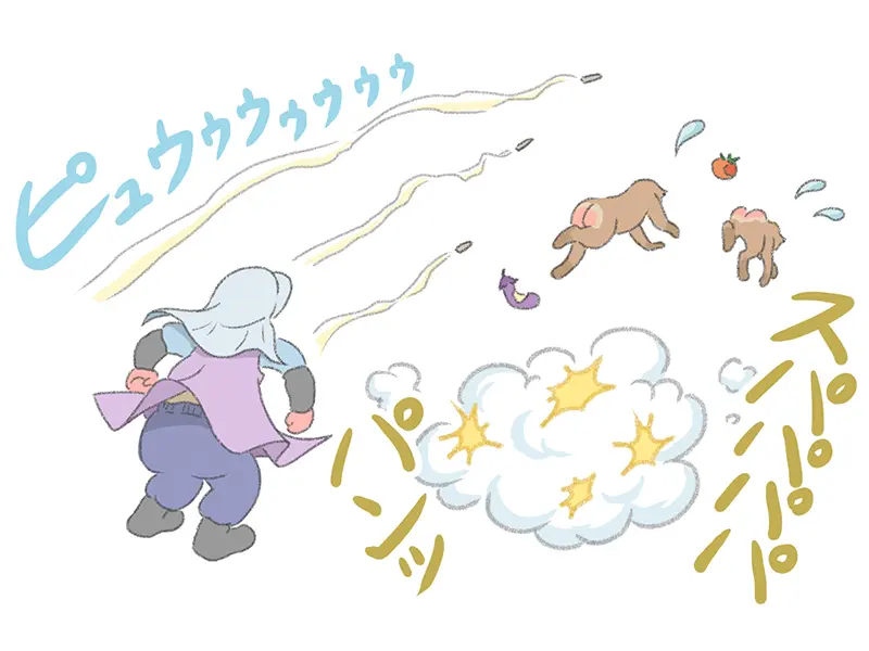 おばあちゃんと猿のバトル