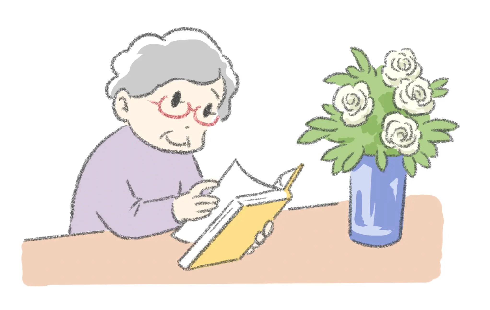 本を読むおばあさん